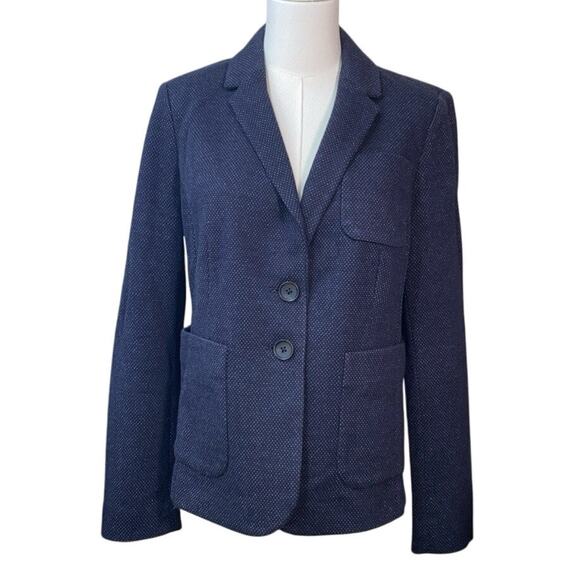 Boden Blazer Women US 8R Cotton Blend Blue Micro Dot Jacket Preppy Classic - Picture 1 of 6